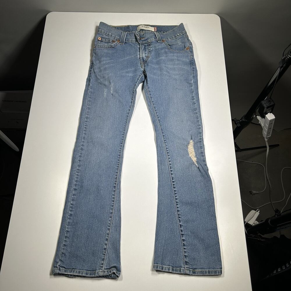 Levi’s Slouch 504 Jeans Juniors 5M Low Rise Flare Distressed 24x29 Vintage Y2K